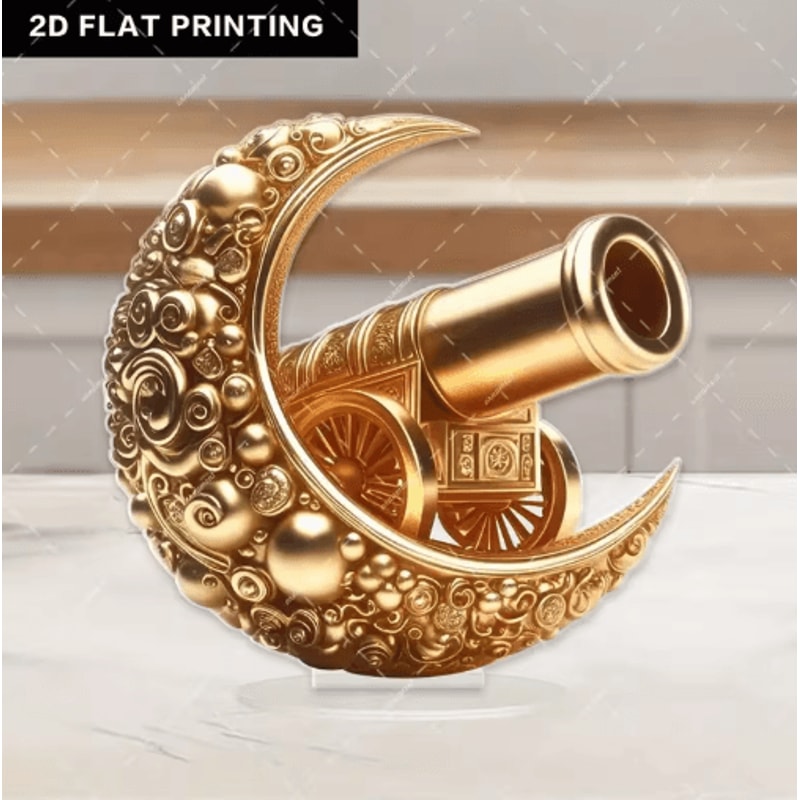 Moon Lantern Acrylic Decor Elegant Ramadan Eid Decoration With Star Floral Design 3