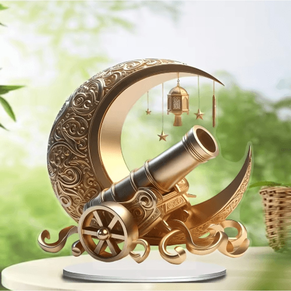 Moon Lantern Acrylic Decor Elegant Ramadan Eid Decoration With Star Floral Design 8