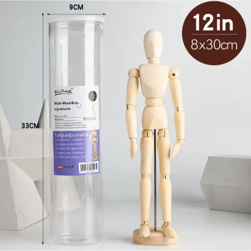 Wooden Artist Mannequin Set Adjustable Drawing Mannequin Model With Gift Box 8