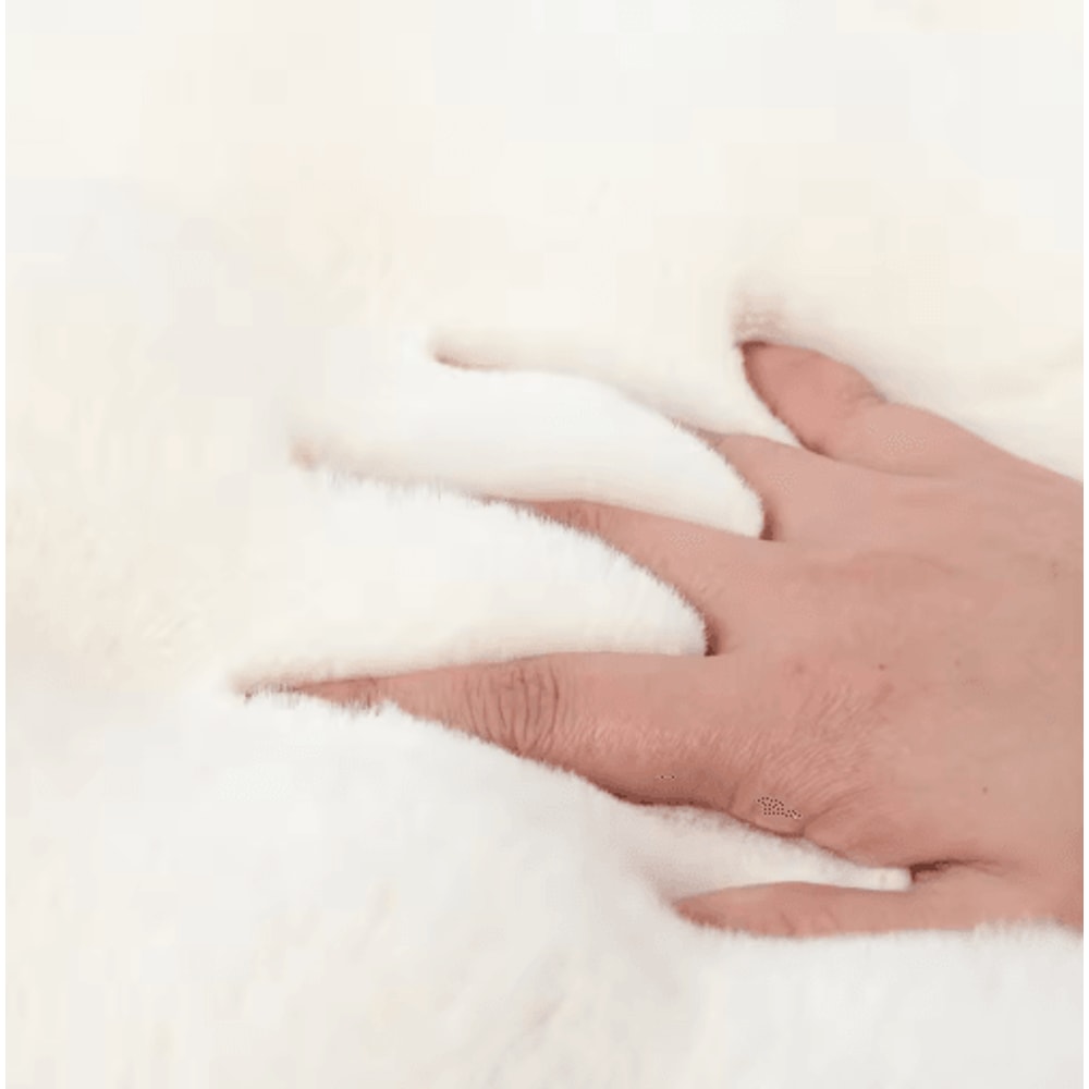 Round Faux Rabbit Fur Rug Ultra Soft Faux Fur Carpet For Cozy Home Kids Spaces 8