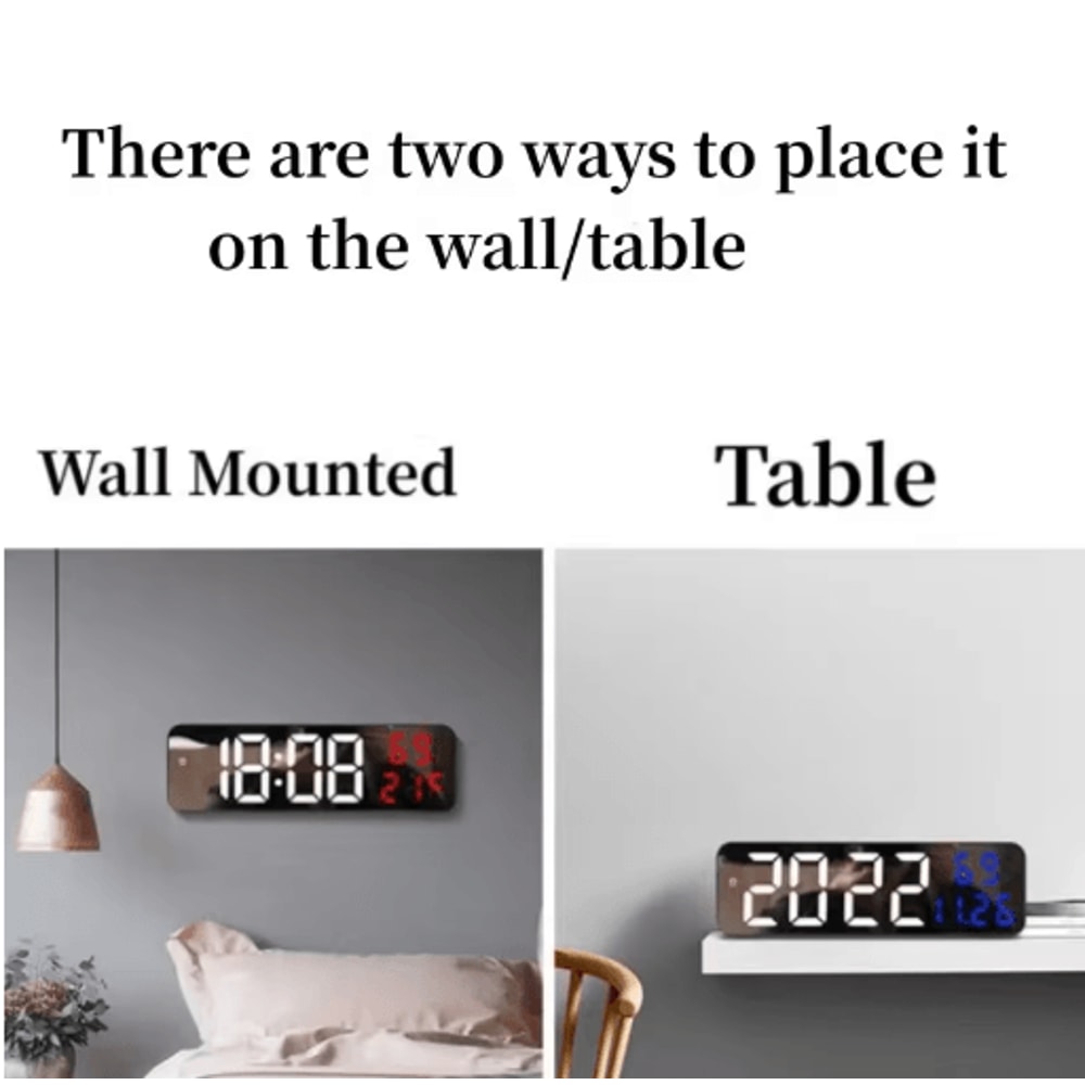 9Inch LED Digital Wall Clock Smart Large Digital Clock With Temperature Humidity Display 7