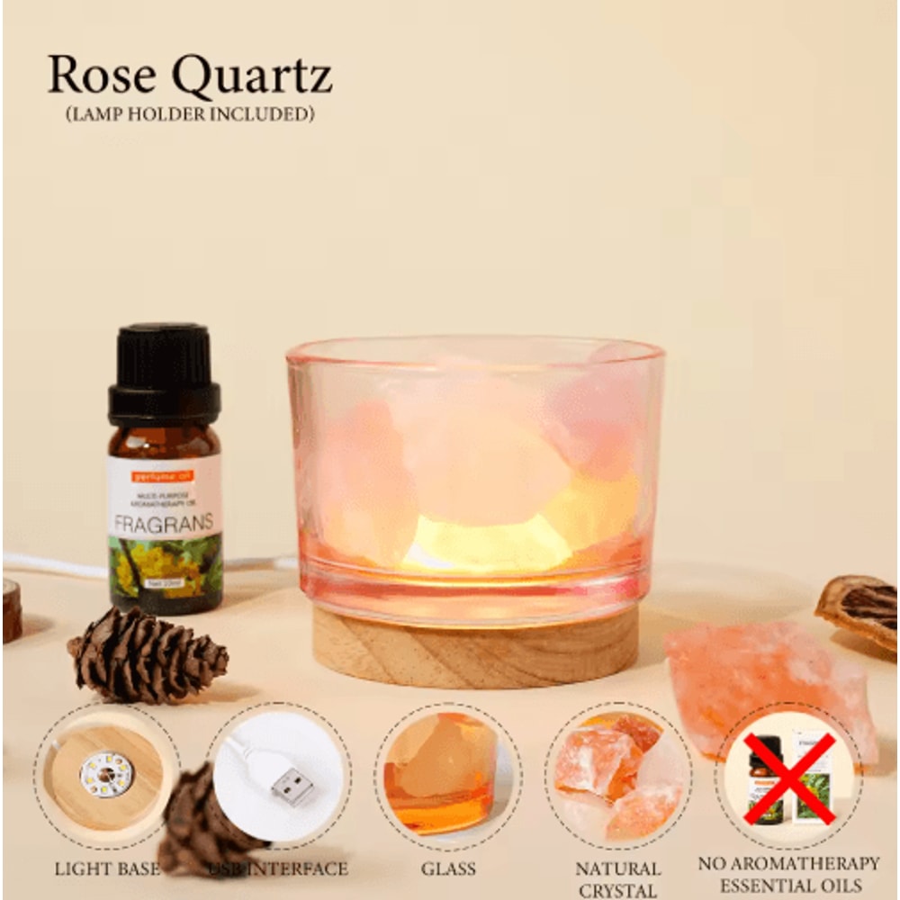 Rose Quartz Crystal Aroma Lamp Natural Rose Quartz Crystal Lamp For Relaxing Home Decor 4