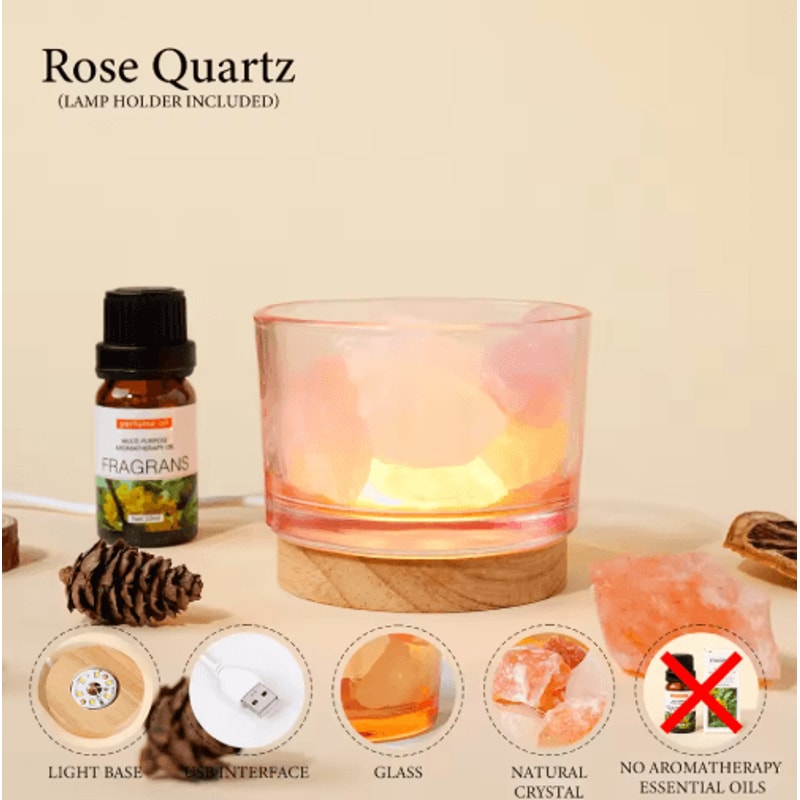 Rose Quartz Crystal Aroma Lamp Natural Rose Quartz Crystal Lamp For Relaxing Home Decor 4
