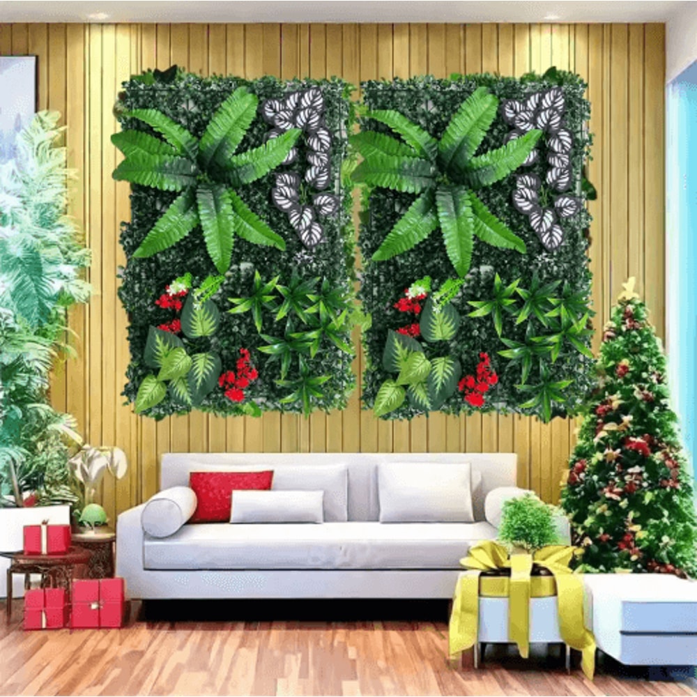 Artificial Green Wall Panel Realistic Artificial Plant Wall Panel For Indoor Outdoor Decor 5