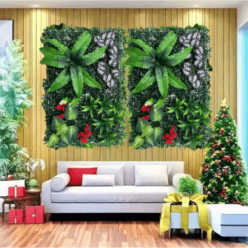 Artificial Green Wall Panel Realistic Artificial Plant Wall Panel For Indoor Outdoor Decor 5