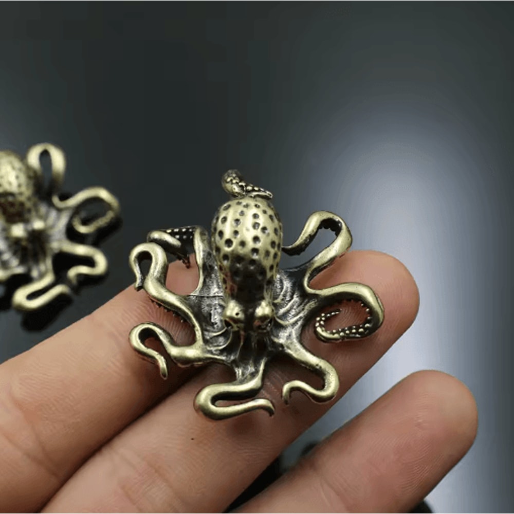 Retro Brass Octopus Figurine Vintage Brass Octopus Ornament For Desk Home Decor 2