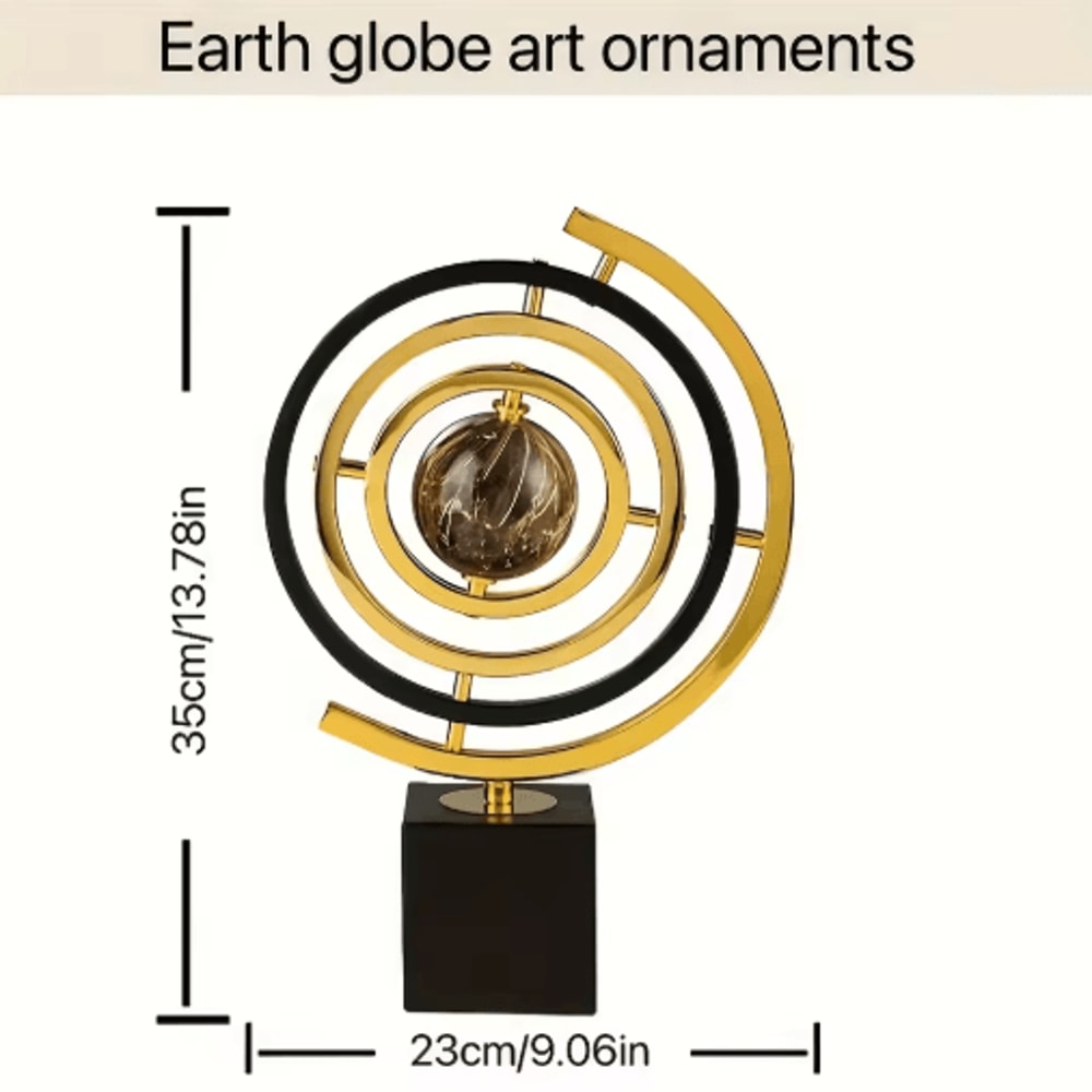 Modern Black Gold Globe Sculpture Elegant Abstract Globe Decor For Home Office 2