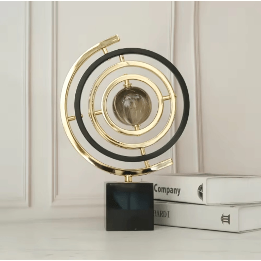 Modern Black Gold Globe Sculpture Elegant Abstract Globe Decor For Home Office 3