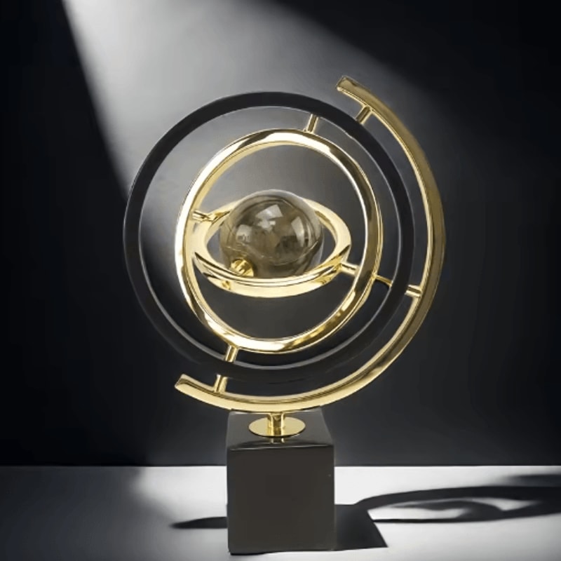 Modern Black Gold Globe Sculpture Elegant Abstract Globe Decor For Home Office 4