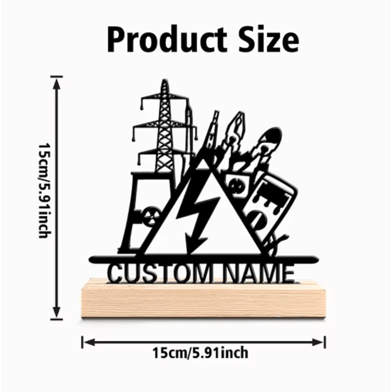 Personalized Electrical Engineer Metal Sculpture Custom Engineer Desk Decor With Wooden Base 1