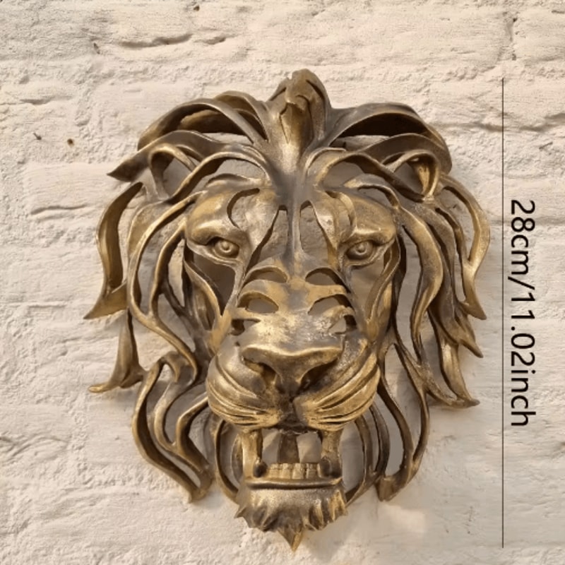 Gold Lion Head Wall Sculpture Majestic Lion Head Wall Decor For Luxury Interiors 1