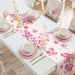 cherry blossom linen table runner – elegant cherry blossom table runner for spring & wedding decor