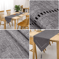 modern solid linen table runner – minimalist linen table runner for dining & coffee tables