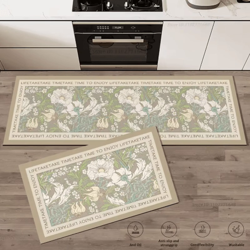 Floral AntiFatigue Kitchen Rug Soft NonSlip Kitchen Mat For Comfort Style 4