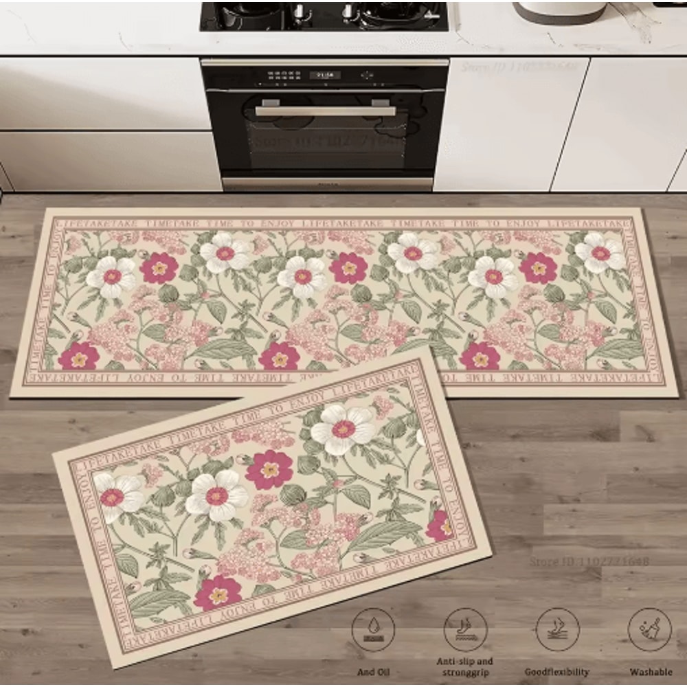 Floral AntiFatigue Kitchen Rug Soft NonSlip Kitchen Mat For Comfort Style 5