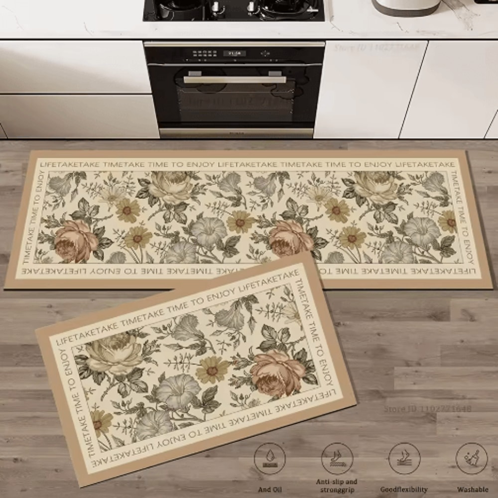 Floral AntiFatigue Kitchen Rug Soft NonSlip Kitchen Mat For Comfort Style 6