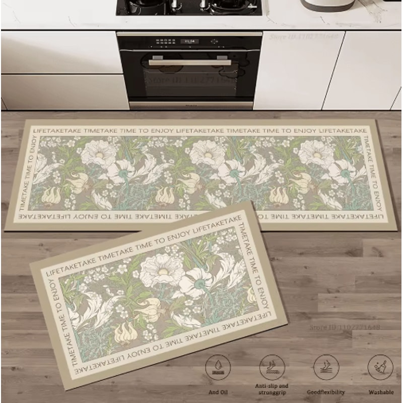 Floral AntiFatigue Kitchen Rug Soft NonSlip Kitchen Mat For Comfort Style 0