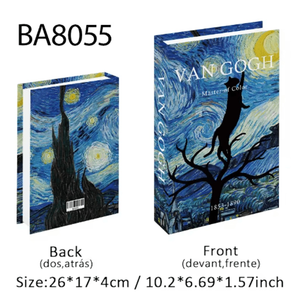Van Gogh Monet Decorative Book Box Artistic Fake Book Storage Box For Home Decor 10