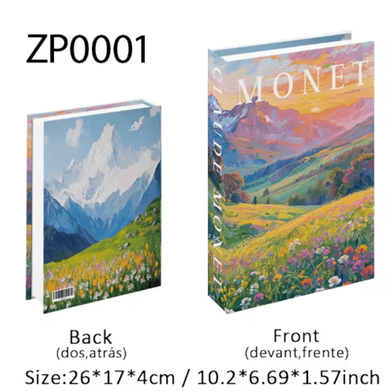 Van Gogh Monet Decorative Book Box Artistic Fake Book Storage Box For Home Decor 13