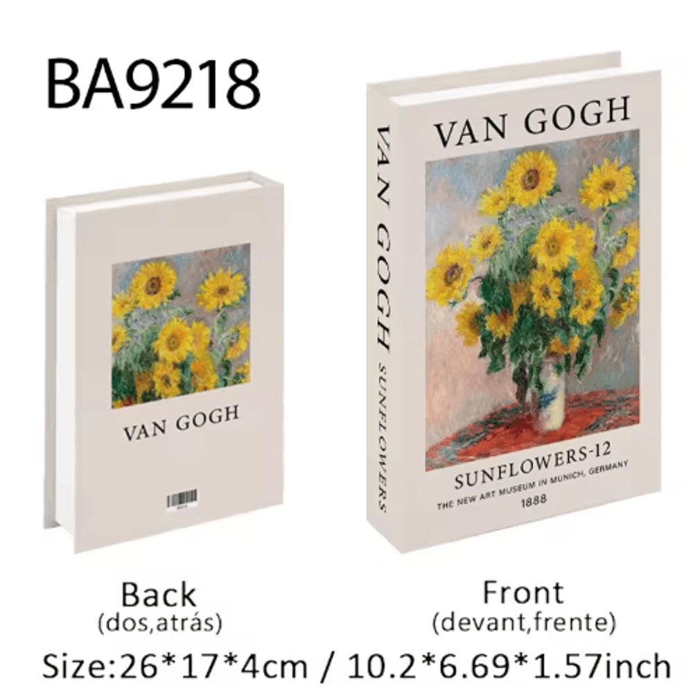 Van Gogh Monet Decorative Book Box Artistic Fake Book Storage Box For Home Decor 8