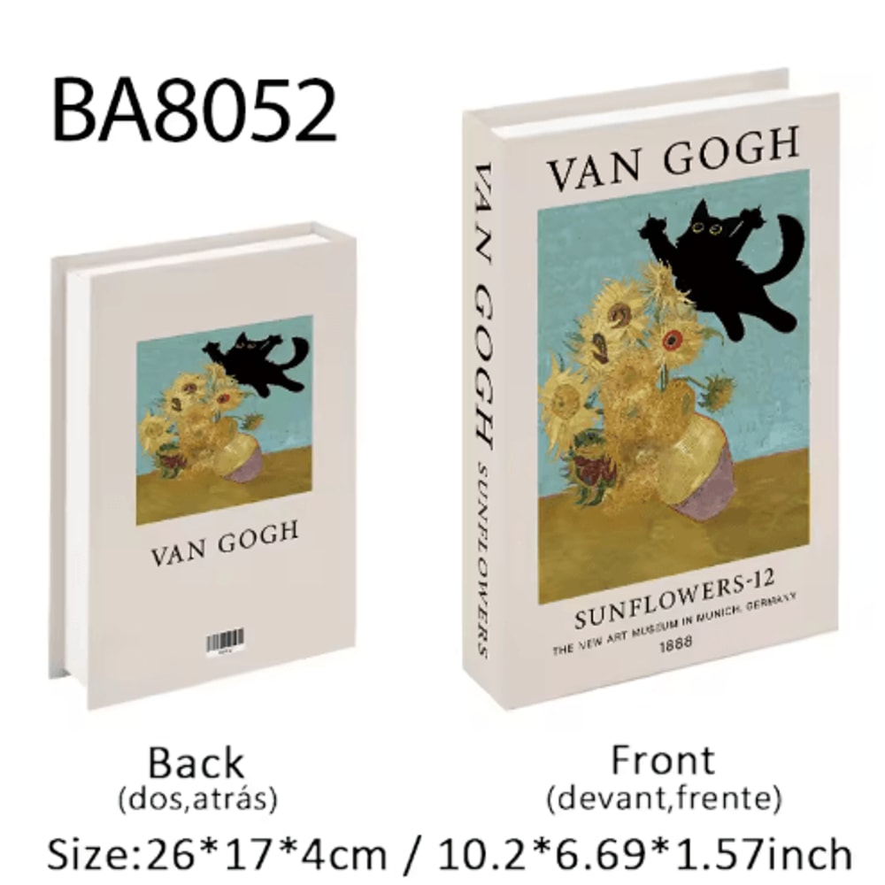 Van Gogh Monet Decorative Book Box Artistic Fake Book Storage Box For Home Decor 9