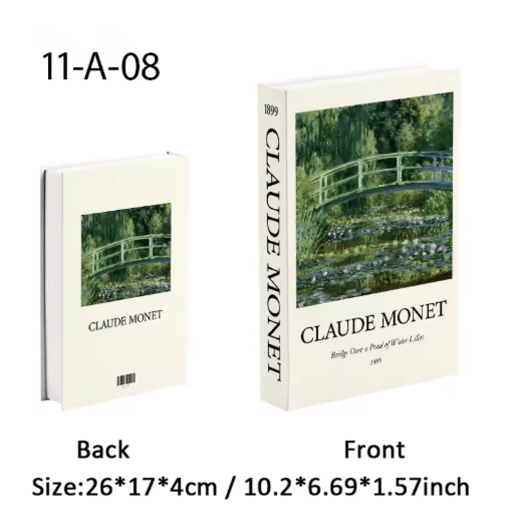 Van Gogh Monet Decorative Book Box Artistic Fake Book Storage Box For Home Decor 21