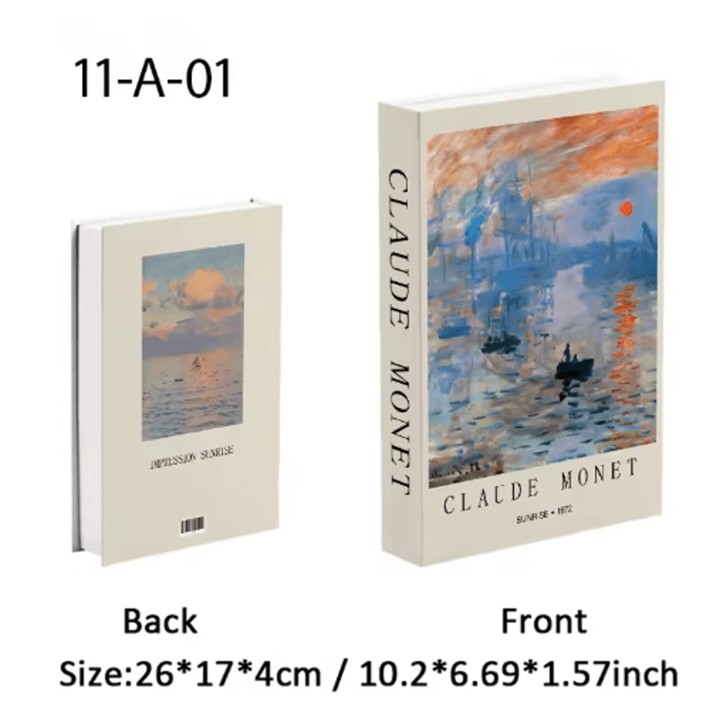 Van Gogh Monet Decorative Book Box Artistic Fake Book Storage Box For Home Decor 23