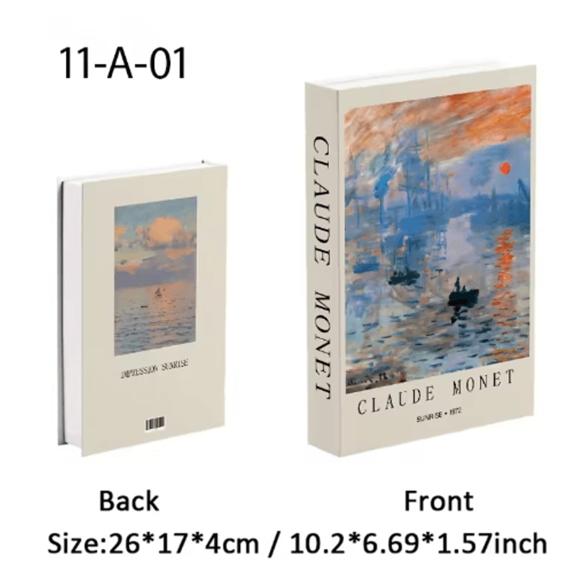 Van Gogh Monet Decorative Book Box Artistic Fake Book Storage Box For Home Decor 23