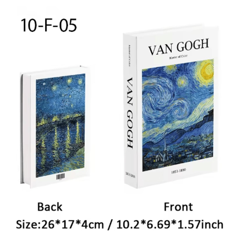 Van Gogh Monet Decorative Book Box Artistic Fake Book Storage Box For Home Decor 24