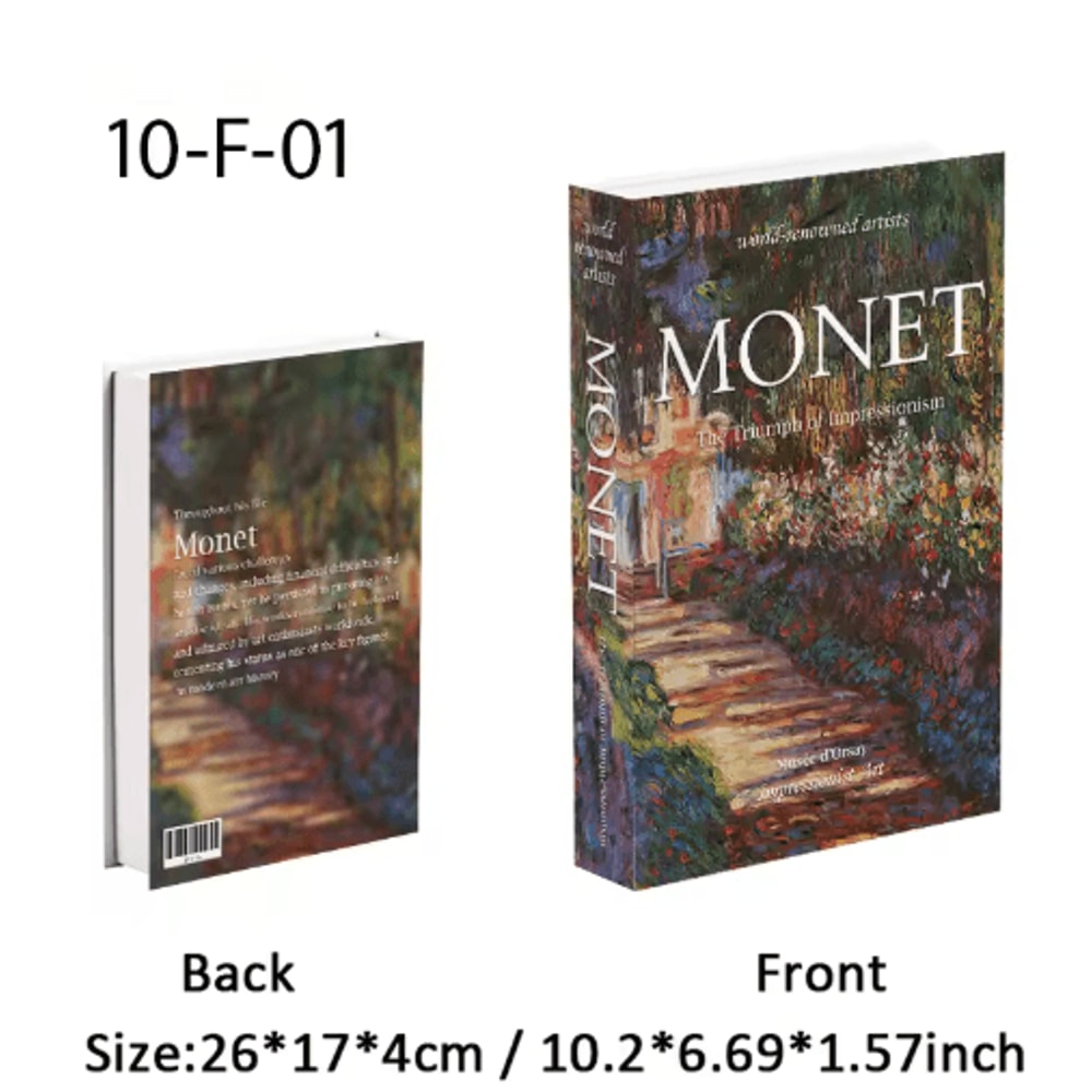 Van Gogh Monet Decorative Book Box Artistic Fake Book Storage Box For Home Decor 25
