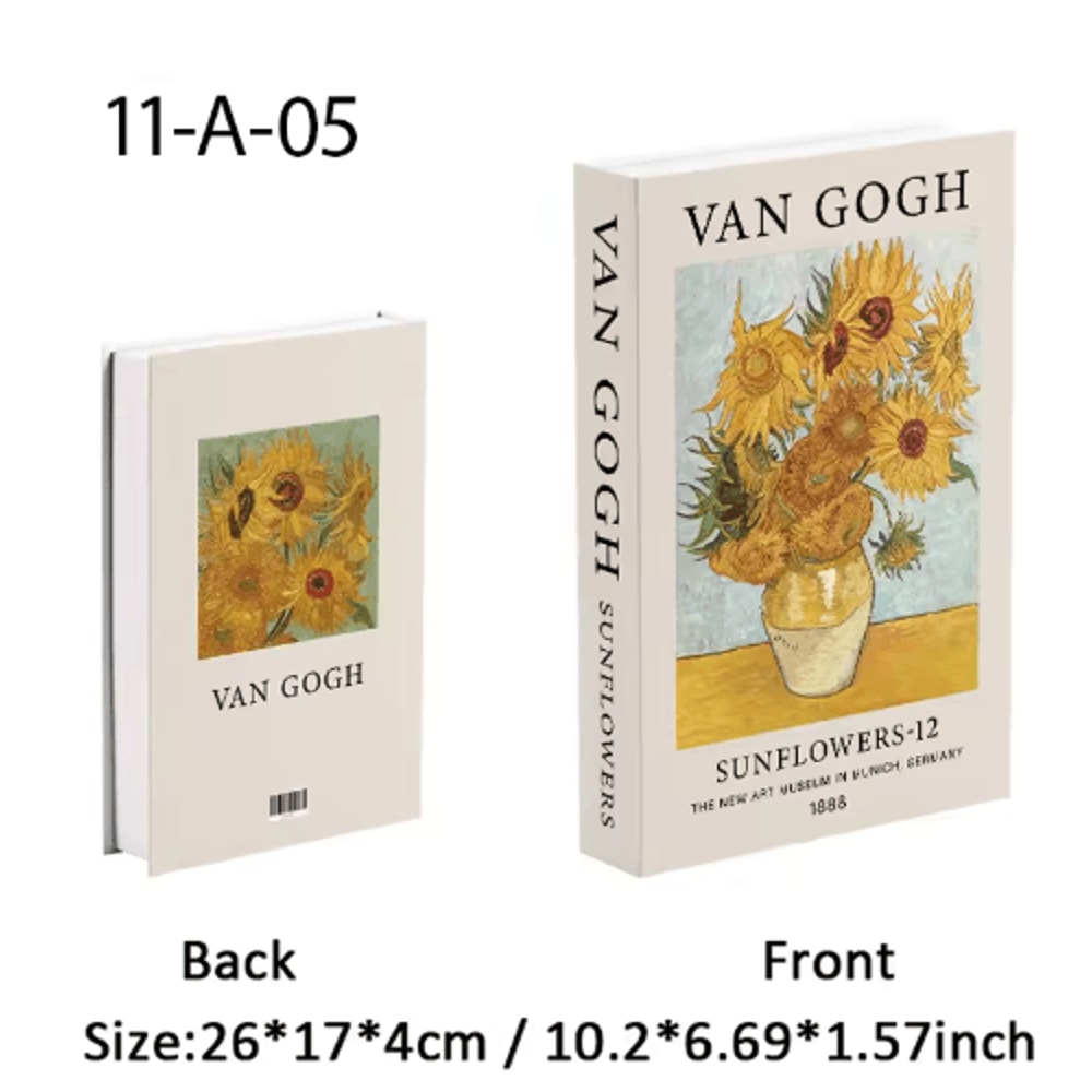 Van Gogh Monet Decorative Book Box Artistic Fake Book Storage Box For Home Decor 28