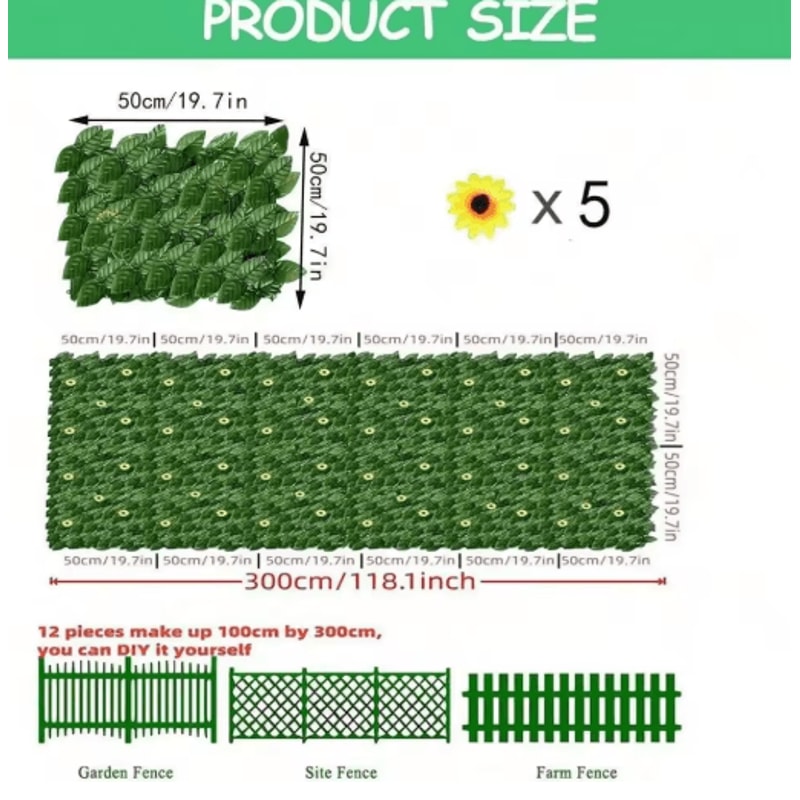 Sunflower Artificial Ivy Privacy Fence Decorative Outdoor Green Wall Panel 4