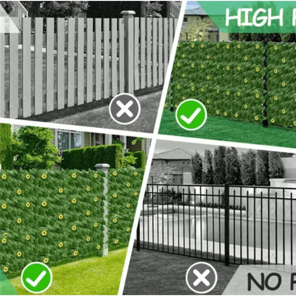 Sunflower Artificial Ivy Privacy Fence Decorative Outdoor Green Wall Panel 8