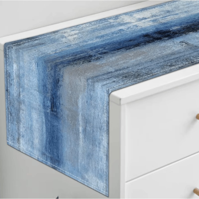 VIKAMA Linen Table Runner Farmhouse Retro Tie Dye Rustic Dining Decor 5