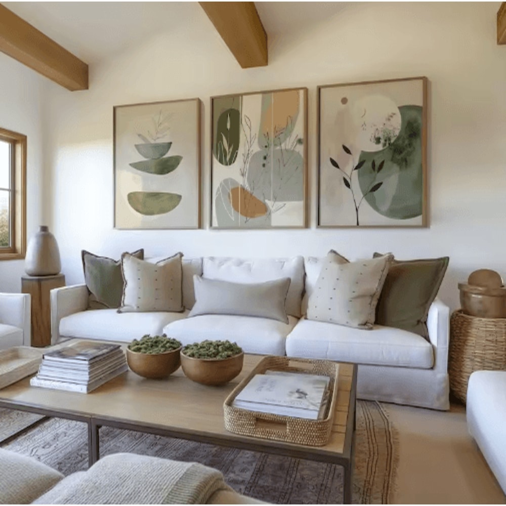 3Piece Bohemian Plant Wall Art Minimalist Earth Tone Canvas Prints Set 6