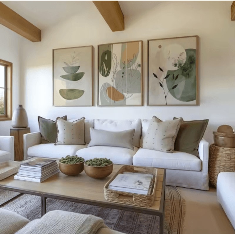 3Piece Bohemian Plant Wall Art Minimalist Earth Tone Canvas Prints Set 6