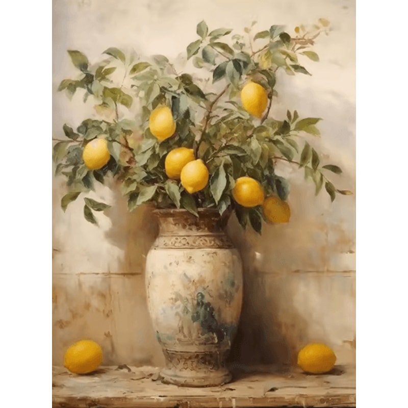 Retro Lemon Garden Lemon Wall Art Canvas Fresh Summer Fruit Decor Prints 1