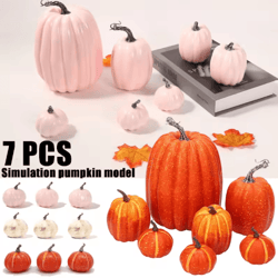 7-piece artificial pumpkin decoration set realistic fall & halloween decor