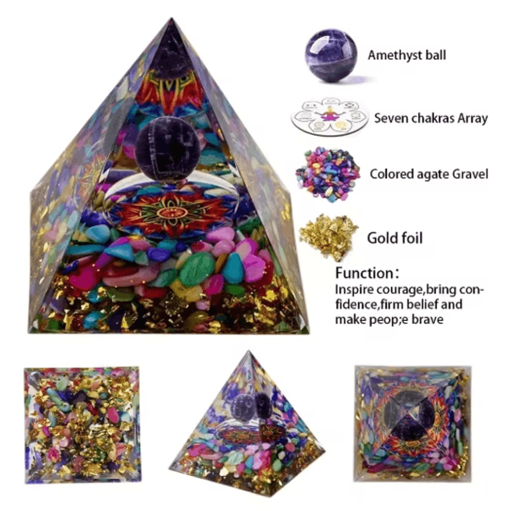 5cm Crystal Pyramid Energy Generator Chakra Healing Reiki Decor 6