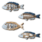 4Piece Wooden Fish Wall Decor Coastal Ocean Wall Art Set 2