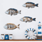 4Piece Wooden Fish Wall Decor Coastal Ocean Wall Art Set 4