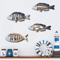 4Piece Wooden Fish Wall Decor Coastal Ocean Wall Art Set 4