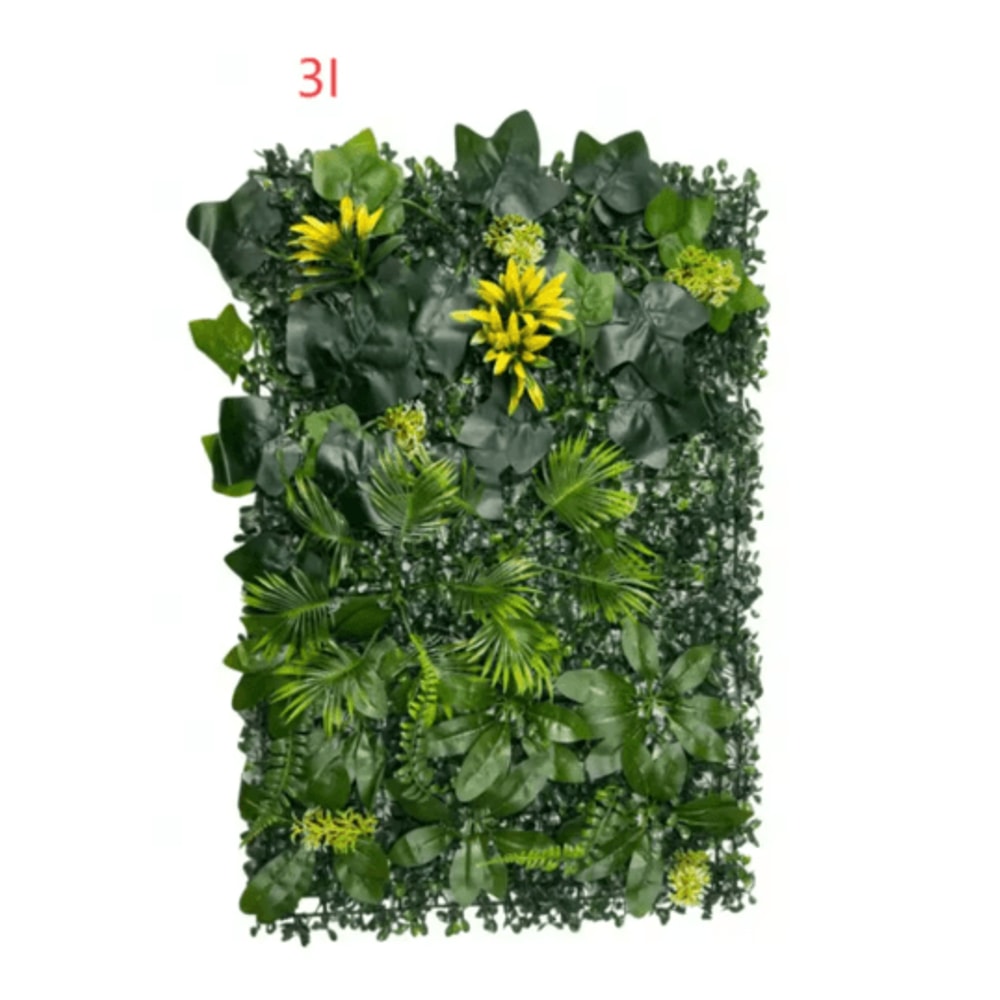 Floral Artificial Grass Wall Panel Greenery Privacy Hedge Backdrop 1