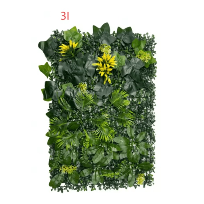 Floral Artificial Grass Wall Panel Greenery Privacy Hedge Backdrop 1