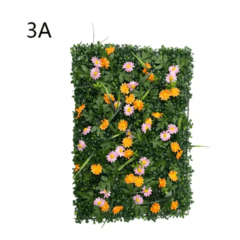Floral Artificial Grass Wall Panel Greenery Privacy Hedge Backdrop 3