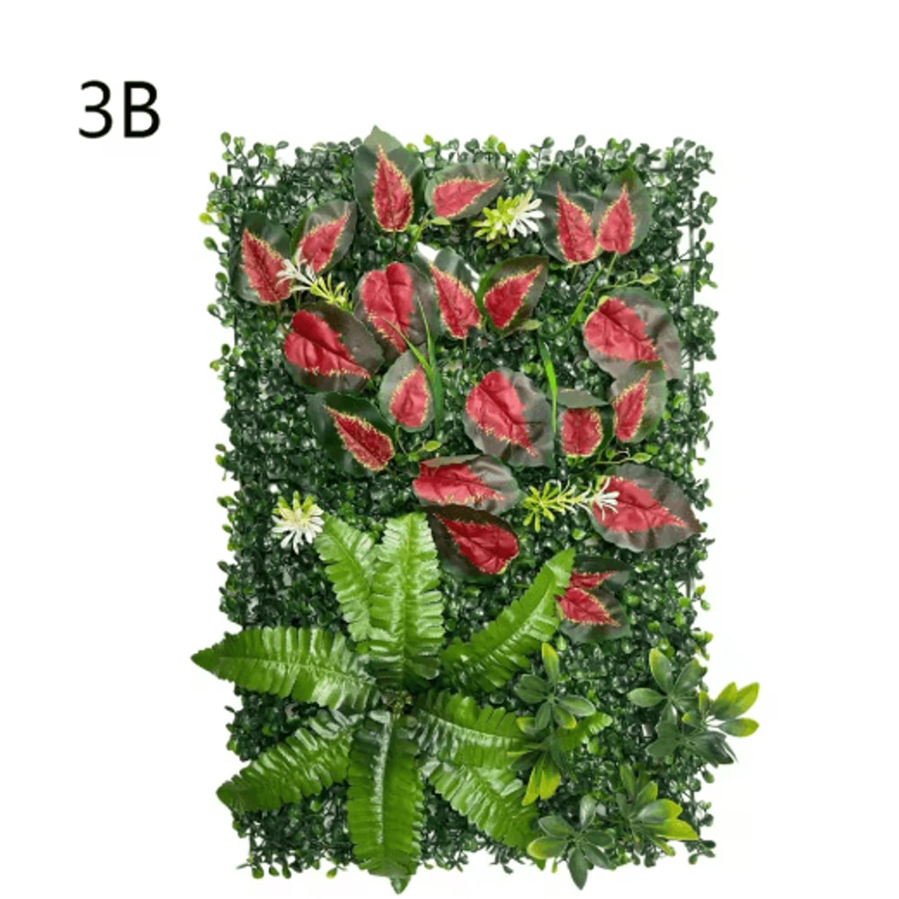 Floral Artificial Grass Wall Panel Greenery Privacy Hedge Backdrop 6