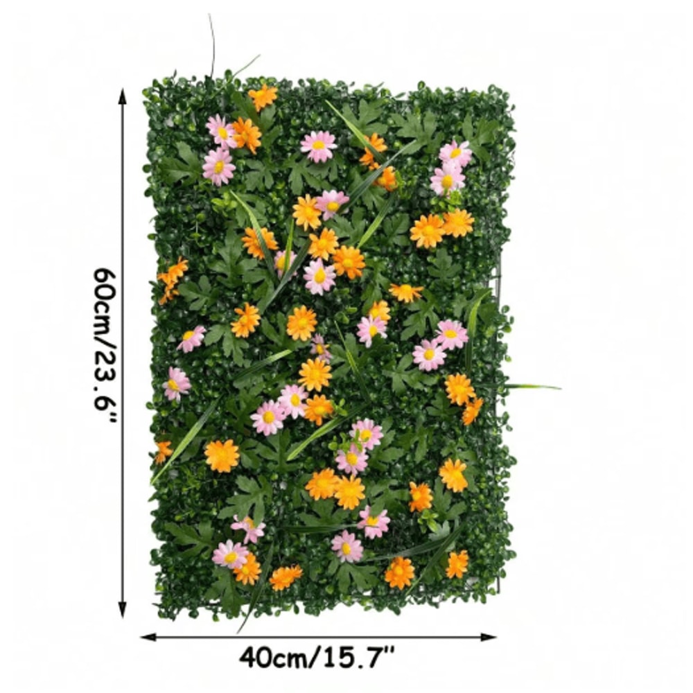 Floral Artificial Grass Wall Panel Greenery Privacy Hedge Backdrop 7