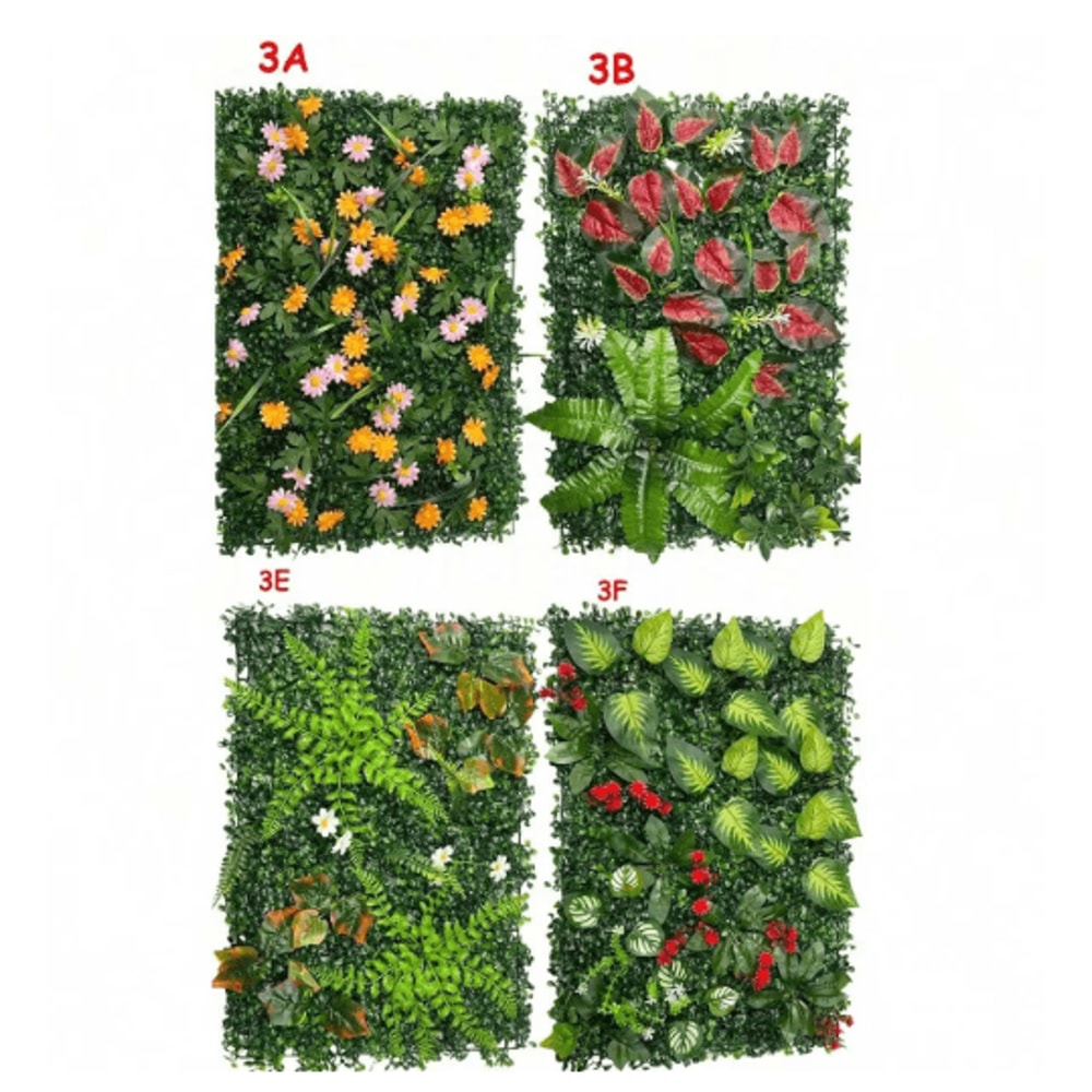 Floral Artificial Grass Wall Panel Greenery Privacy Hedge Backdrop 8