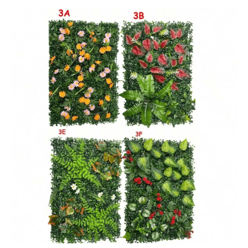 Floral Artificial Grass Wall Panel Greenery Privacy Hedge Backdrop 8