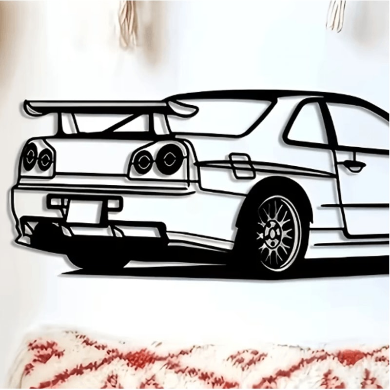 R Model Metal Car Wall Art Automotive Wall Decor For Home Office 3